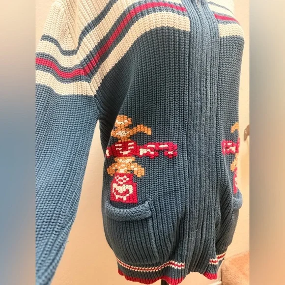 The J. Peterman Company  Small 100% Cotton vintage-style Cowichan knit zip-up - Picture 5 of 14